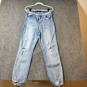 AKIRA Distressed Jeans High Rise Ripped Light Wash Denim Streetwear Size 17/32